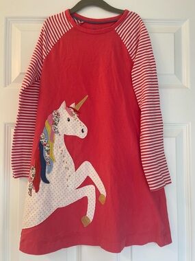 Mini Boden unicorn appliqué dress 7/8